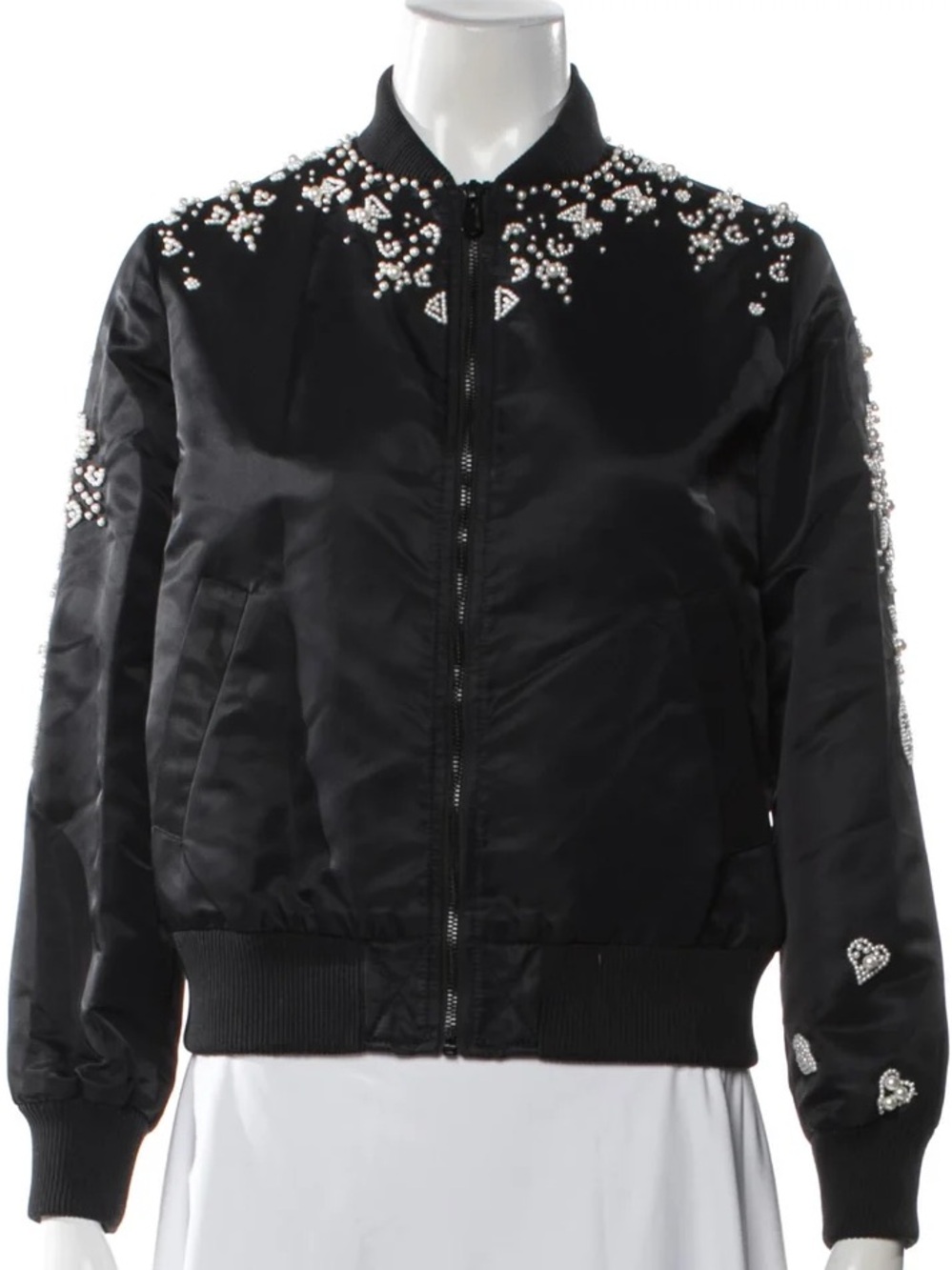 cinq a sept Black Embellished Bomber Jacket